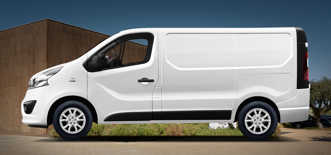 Na ilustracji: VIVARO B (F7;X83), od 2014 r. – Opel Vivaro-B, poglądowa wizualizacja auta z felgami DEZENT TV silver