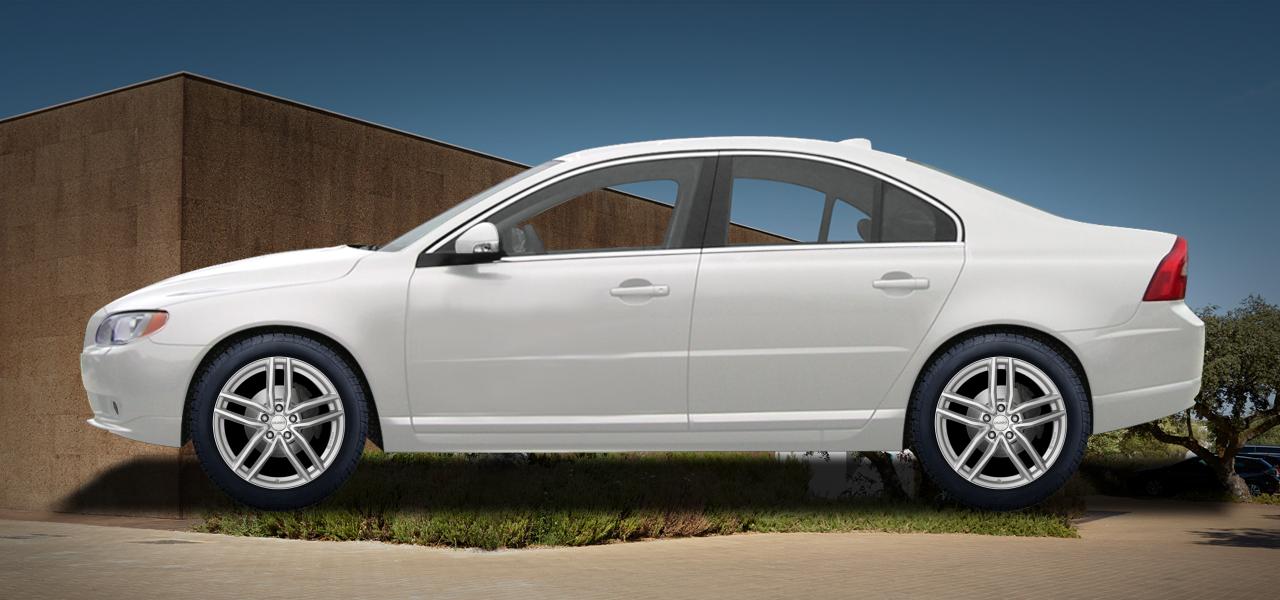 Na obrázku: S80 (A), od 2006 — Volvo S80, ilustrační vizualizace vozu s disky DEZENT TR silver