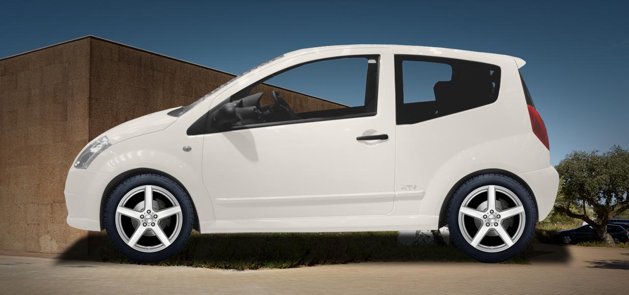 Na obrázku: C2 (J*), od 2003 — Citroën C2, ilustrační vizualizace vozu s disky DEZENT TY