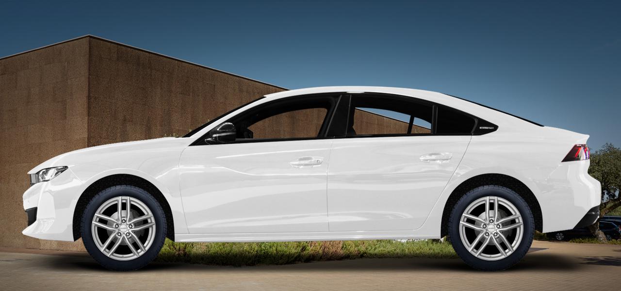 Na ilustracji: 508 (F), od 2018 r. – Peugeot 508, poglądowa wizualizacja auta z felgami DEZENT TR silver