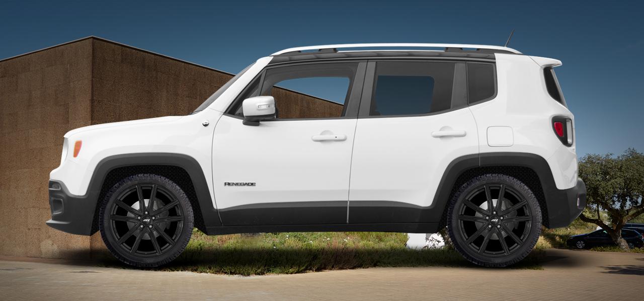 Na ilustracji: RENEGADE (BU), od 2014 r. – Jeep Renegade, poglądowa wizualizacja auta z felgami AEZ Montreal black