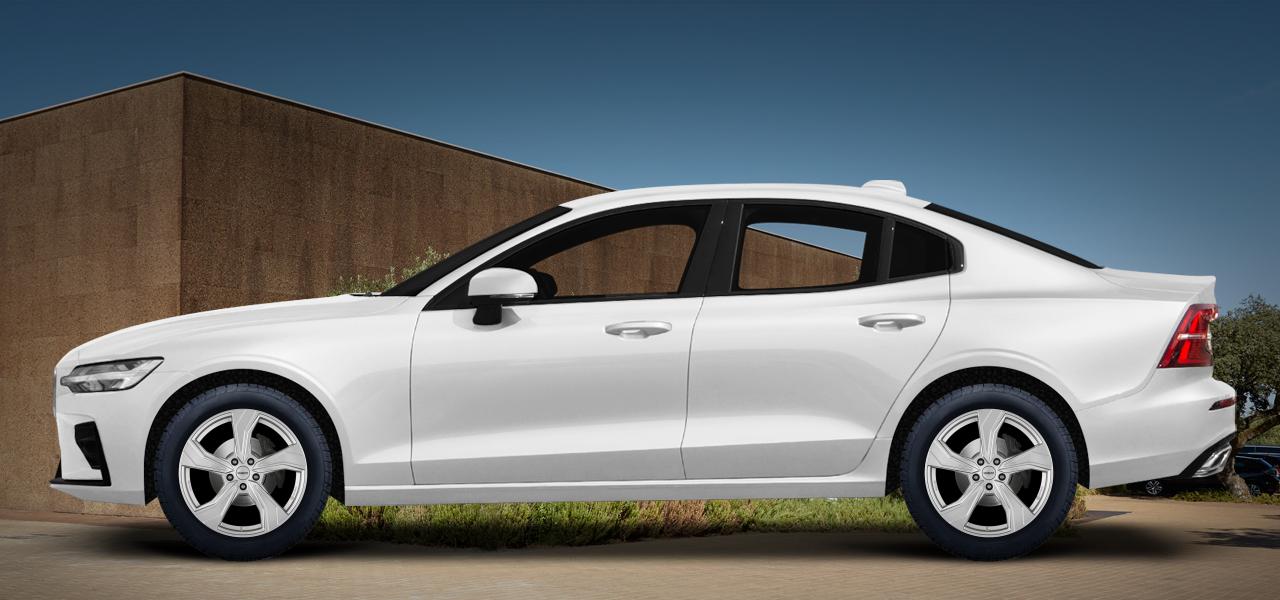 Na ilustracji: S60 (Z), od 2019 r. – Volvo S60, poglądowa wizualizacja auta z felgami DEZENT KB silver