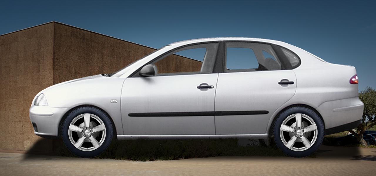 Na ilustracji: CORDOBA (6L), od 2002 r. – Seat Cordoba, poglądowa wizualizacja auta z felgami DEZENT TU silver