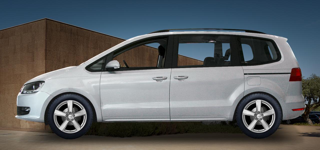 Na ilustracji: SHARAN (7N), od 2010 r. – Volkswagen Sharan, poglądowa wizualizacja auta z felgami DEZENT TU silver