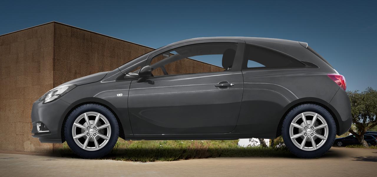 Na ilustracji: CORSA E (S-D), od 2015 r. – Opel Corsa-E, poglądowa wizualizacja auta z felgami DEZENT TN silver