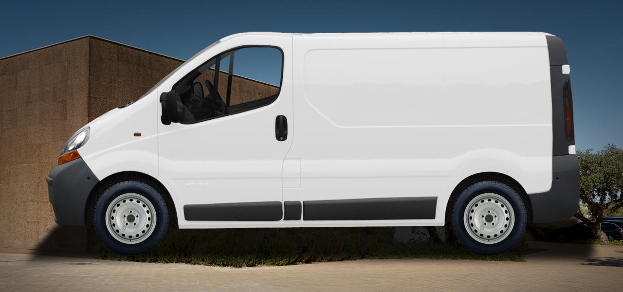Na obrázku: VIVARO/VIVARO Van (E7;F7;X83), od 2001 — Opel Vivaro Van, ilustrační vizualizace vozu s disky ALCAR STAHLRAD 9506