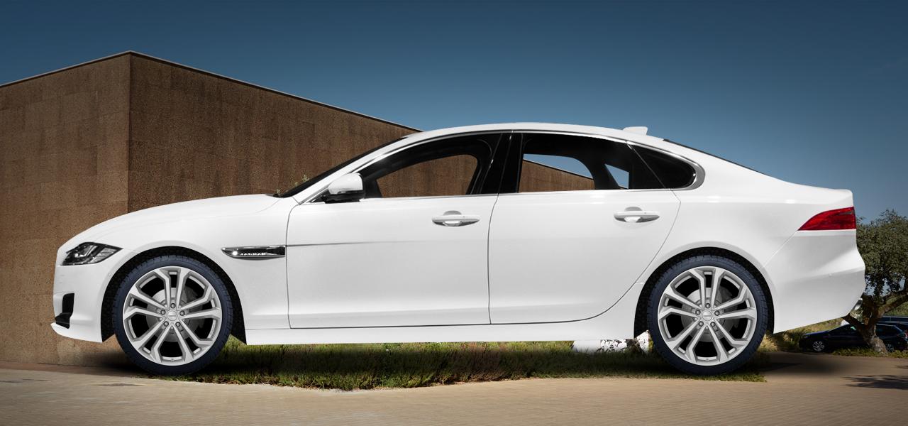 Na obrázku: XF (JB), od 2015 — Jaguar XF, ilustrační vizualizace vozu s disky DEZENT TA silver