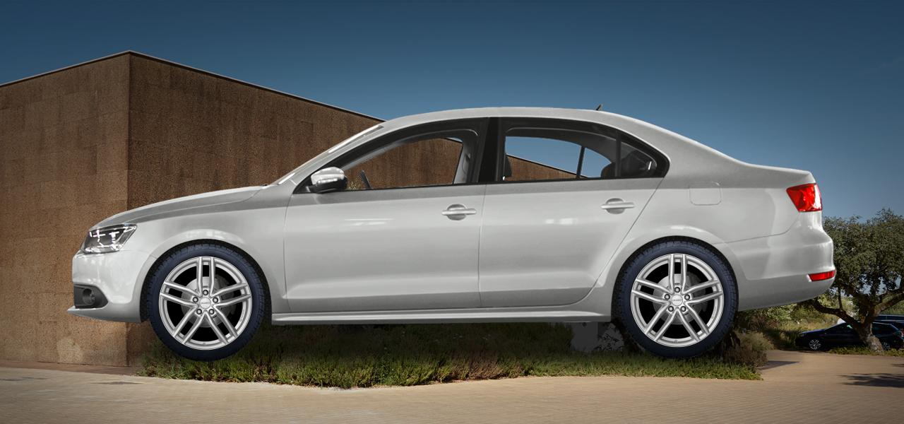 Na ilustracji: JETTA (16), od 2011 r. – Volkswagen Jetta, poglądowa wizualizacja auta z felgami DEZENT TR silver