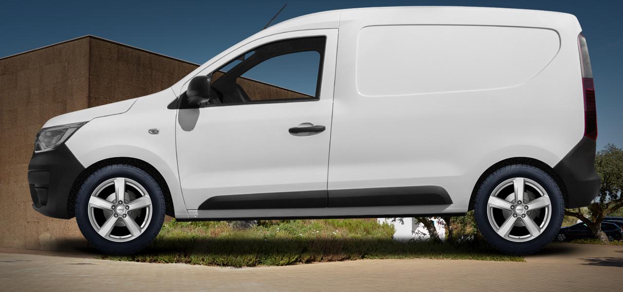 Na ilustracji: EXPRESS (RJK), od 2021 r. – Renault Express, poglądowa wizualizacja auta z felgami DEZENT TU silver