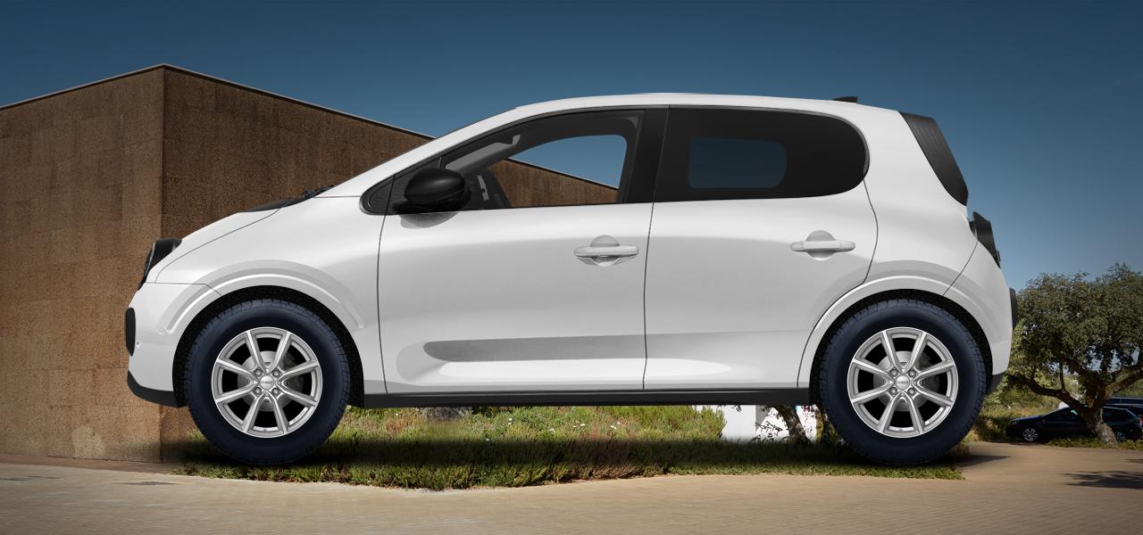 Na ilustracji: TWINGO (P04), od 2026 r. – Renault Twingo, poglądowa wizualizacja auta z felgami DEZENT TN silver