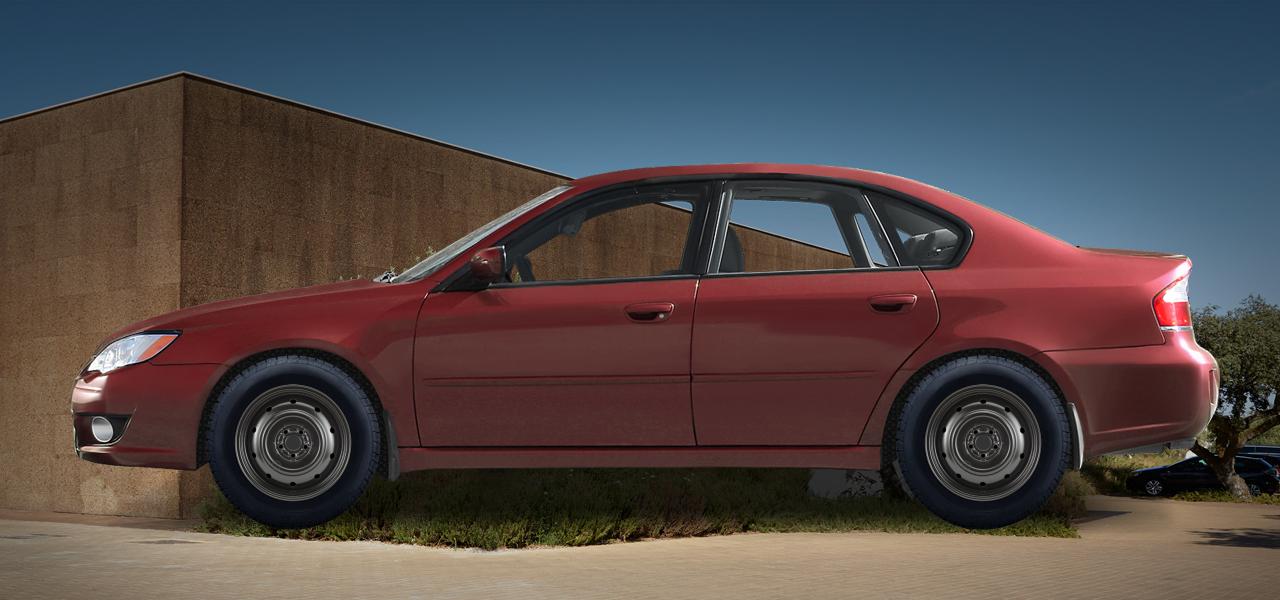 Na ilustracji: LEGACY (BM/BR;BM/BRS), od 2008 r. – Subaru Legacy, poglądowa wizualizacja auta z felgami ALCAR STAHLRAD 9552